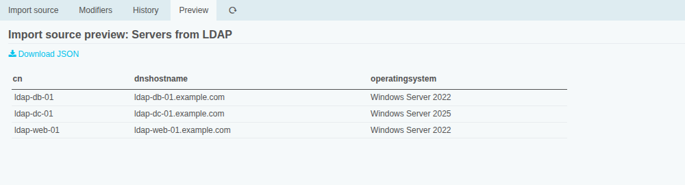 LDAP import preview
