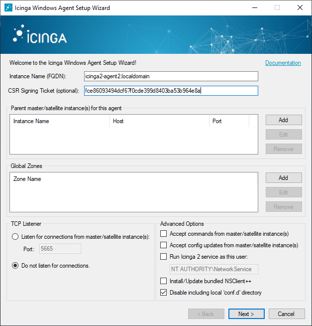 Icinga настройка на windows