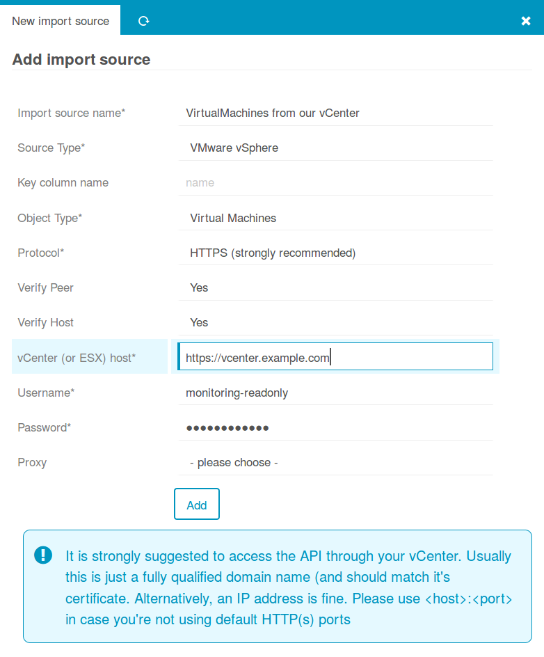 Configure connection details