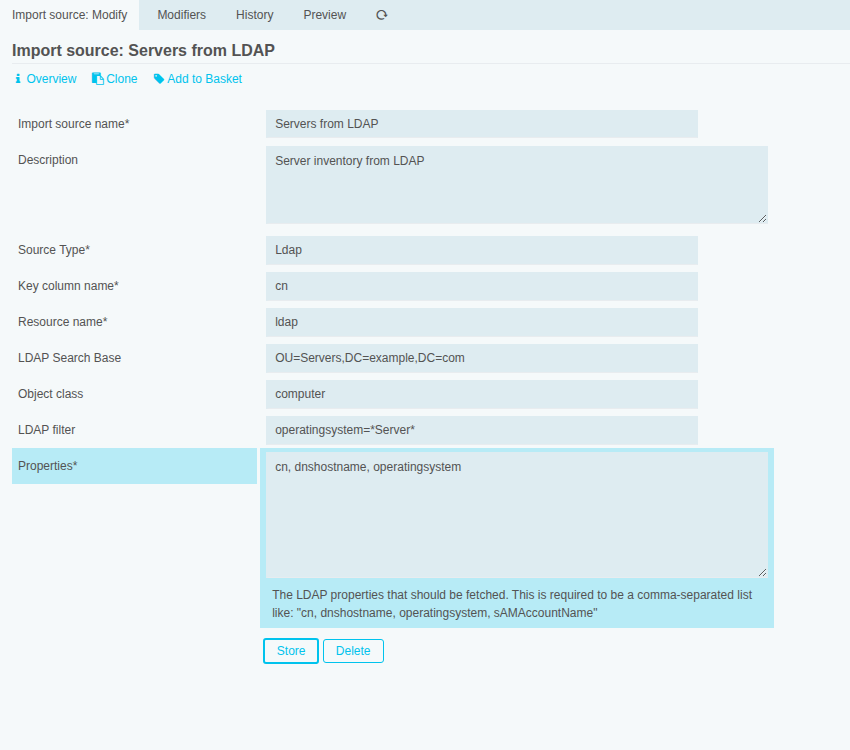 LDAP import source