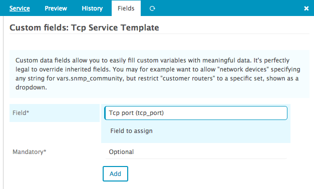 Associate field to service template - tcp_port