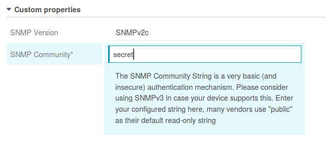 Community String for SNMPv2c