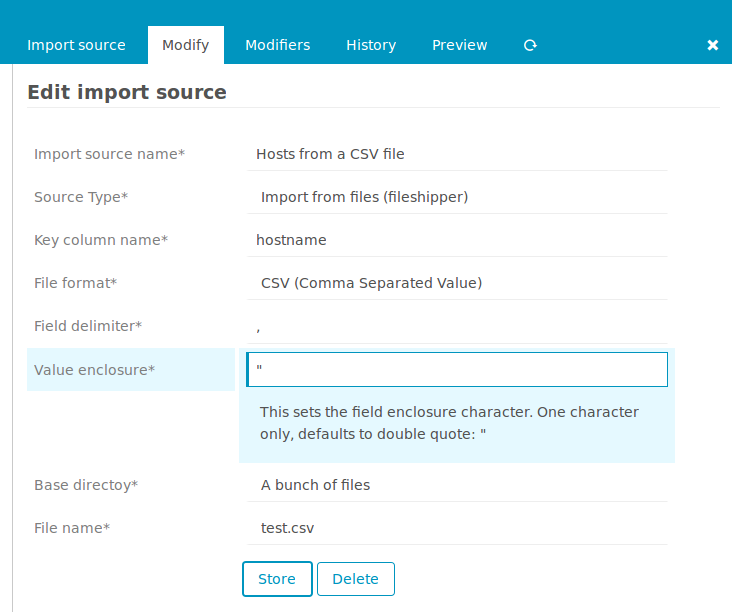 CSV file format settings