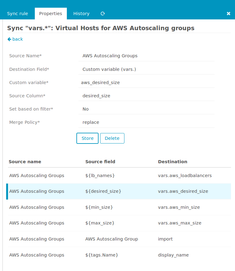 AWS sync properties