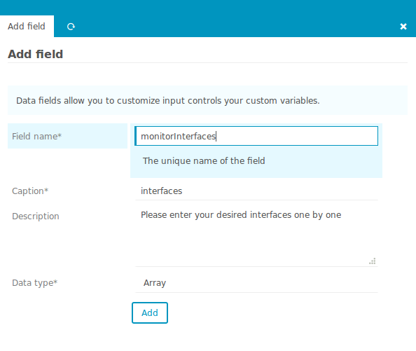 Define data field - Array