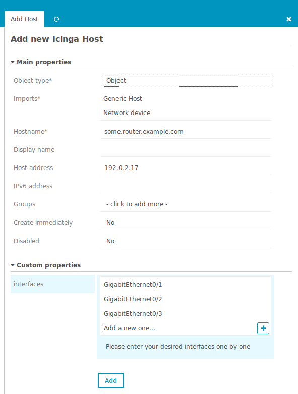 Create host with given field