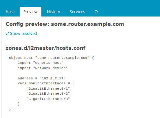 Host config preview with Array