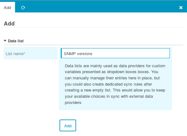 Create a new Data List