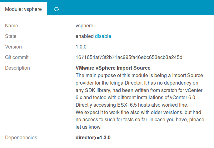 Enable the vSphere module