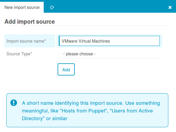 Choose Import Source name