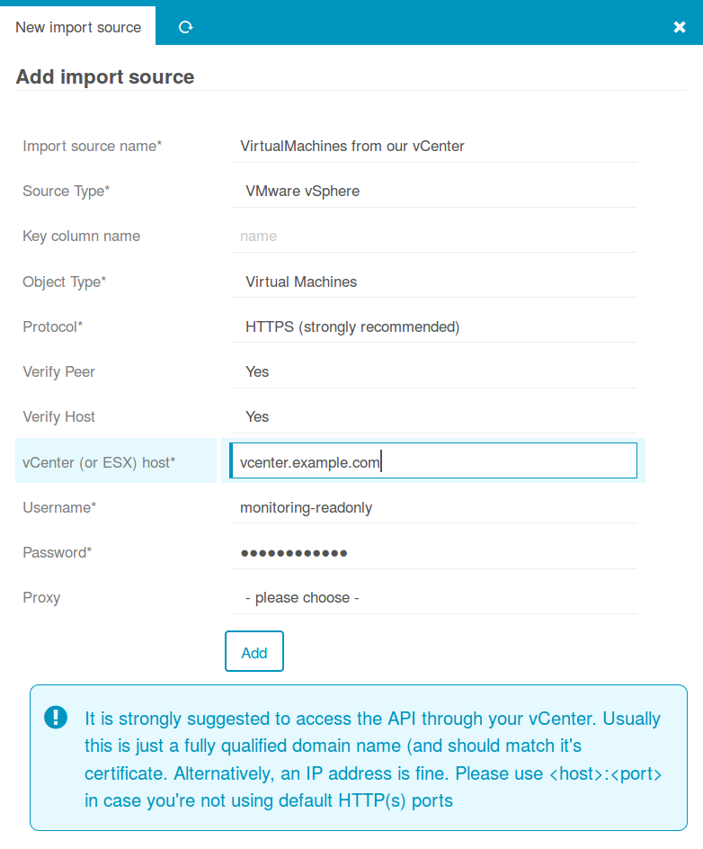 Configure connection details