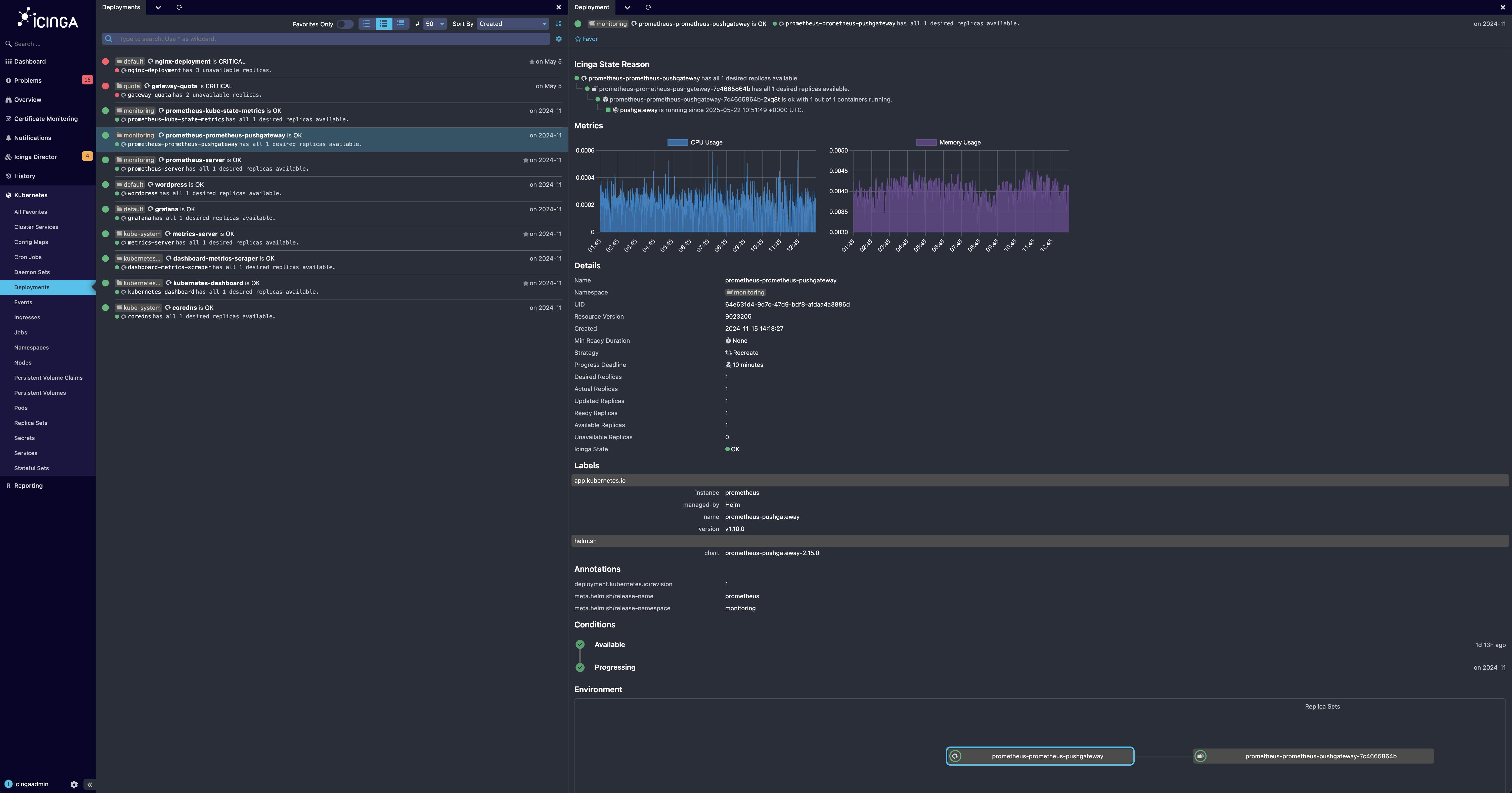 Icinga Kubernetes Web Deployment