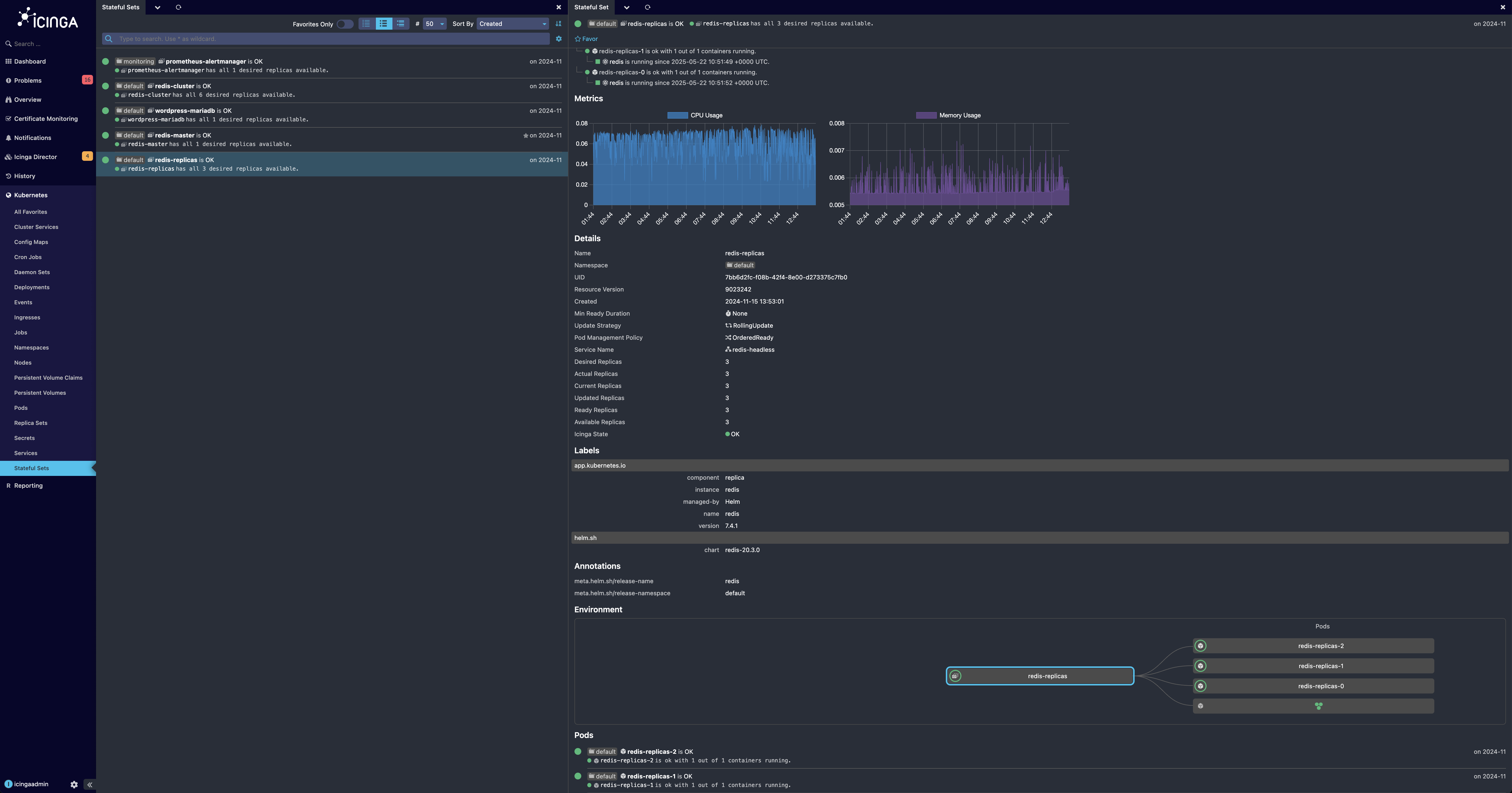 Icinga Kubernetes Web Stateful Set