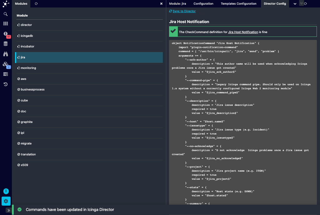 Director - NotificationCommand created