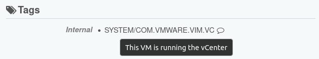 Special internal tag: vCenter VM