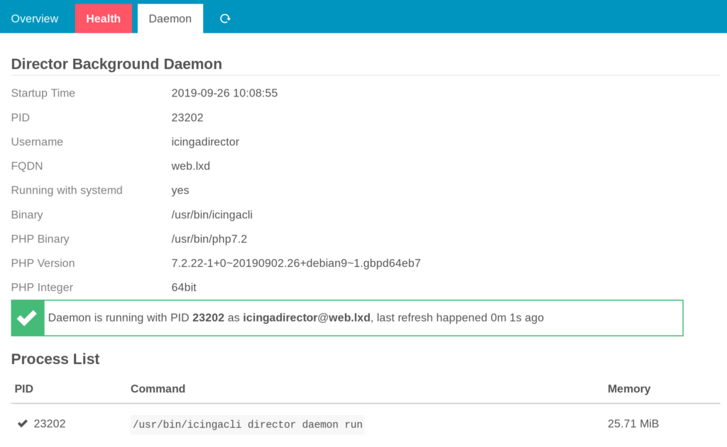 Icinga Director - Daemon health